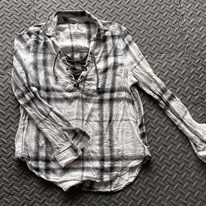 Plaid Lace-Up Women's Top